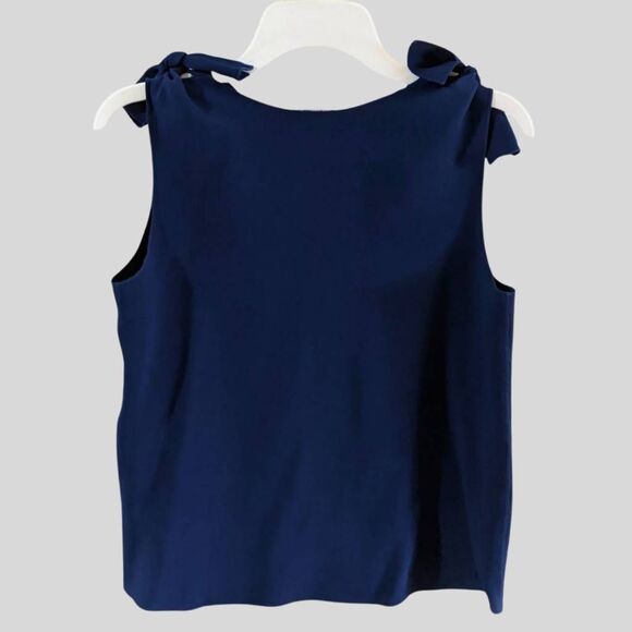 Chloé V-Neck Tie Strap Blouse Women’s Size Small Blue Designer Sleeveless Top - Picture 3 of 13